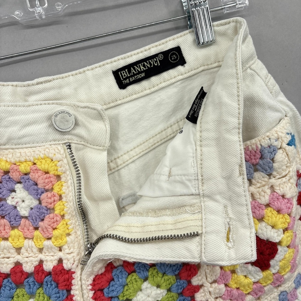 BLANKNYC Shorts Womens 25 Crochet Granny Square Patchwork ‎ Barrow High Rise - Picture 10 of 15